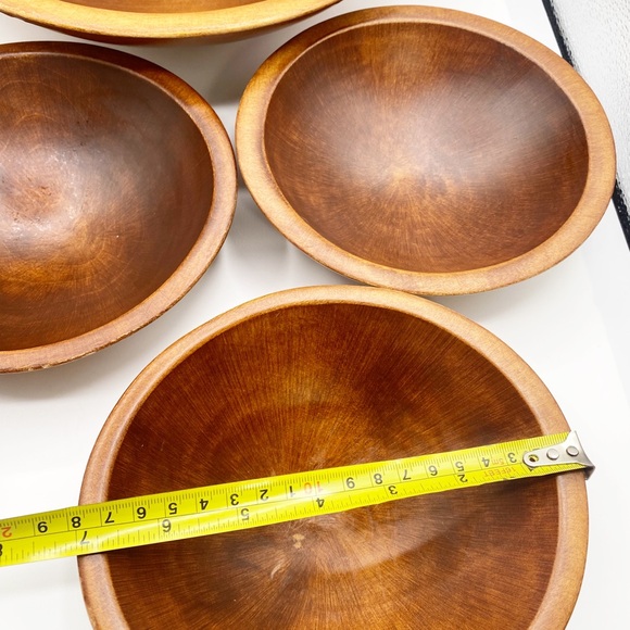 Wooden Salad Bowls Cute Set of Seven 11” Serving Bowl & Six 7” Small Bowl - Picture 11 of 15